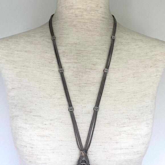 VTG Silver 950 FUAT Blue Quartz Turkish Triple Foxtail Chain Tassel Necklace 49g - Picture 13 of 16